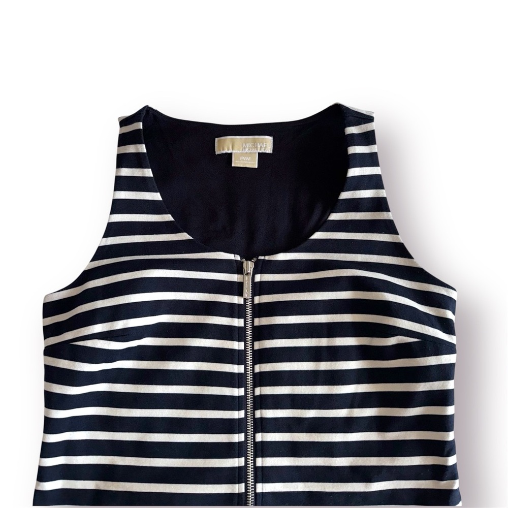 Michael Kors Nautical Navy & White Striped Sleeveless Stretch Mini Dress - Picture 5 of 8
